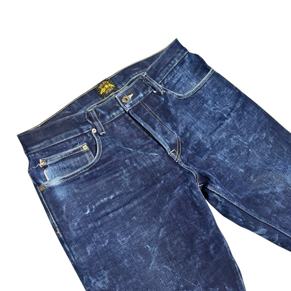 Brave Star Selvedge Jeans Straight Leg Button Fly Dark Denim USA Mens Size 35x28 - Picture 4 of 7
